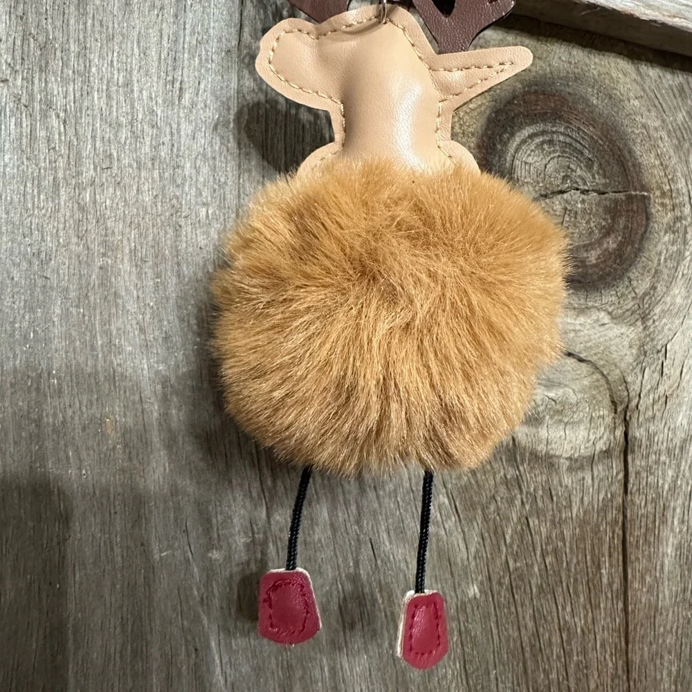 Reindeer Pom Pom Faux Fur Keychain Bag Charm